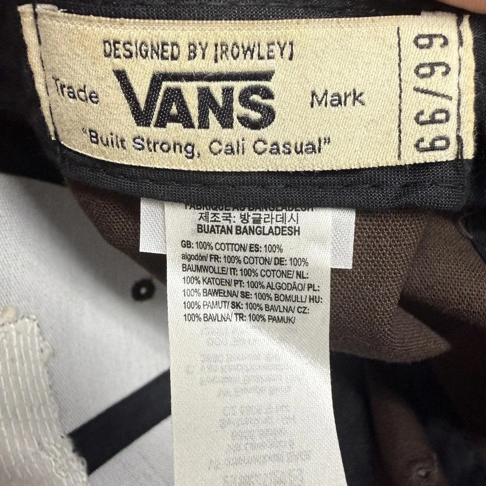Vans Hat Cap Snap Back One Size Brown Twill Patch Built Strong Cali‎ Casual Mens